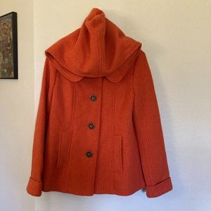 Tulle Original Clothing Hoodie Burnt Orange Hooded Peacoat Women's Weave Size L